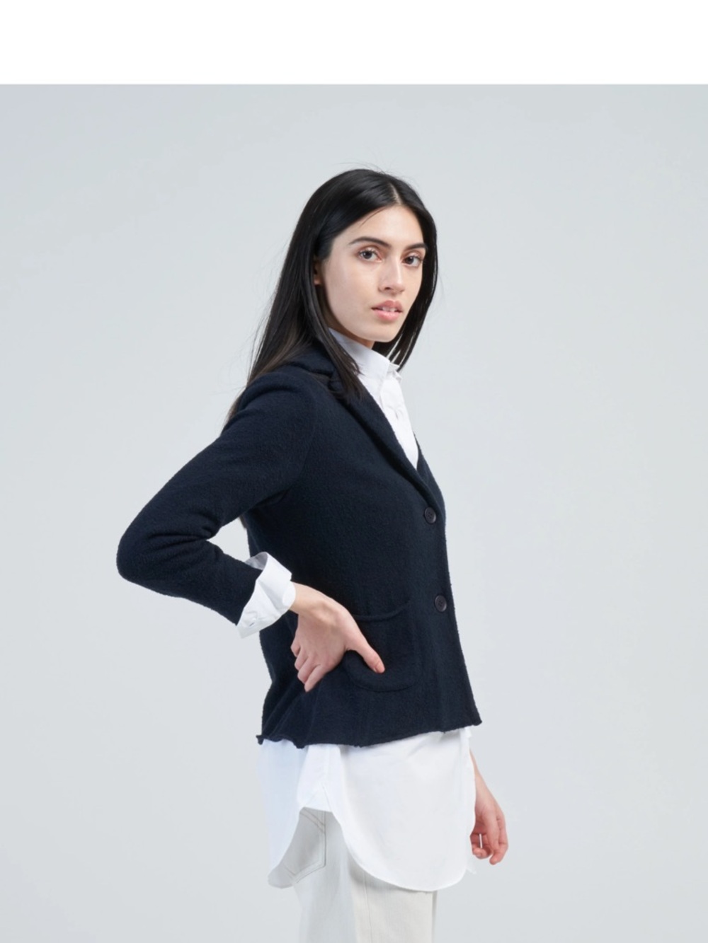 Lamberto Losani Luxury Knit Black Single Breasted Blazer